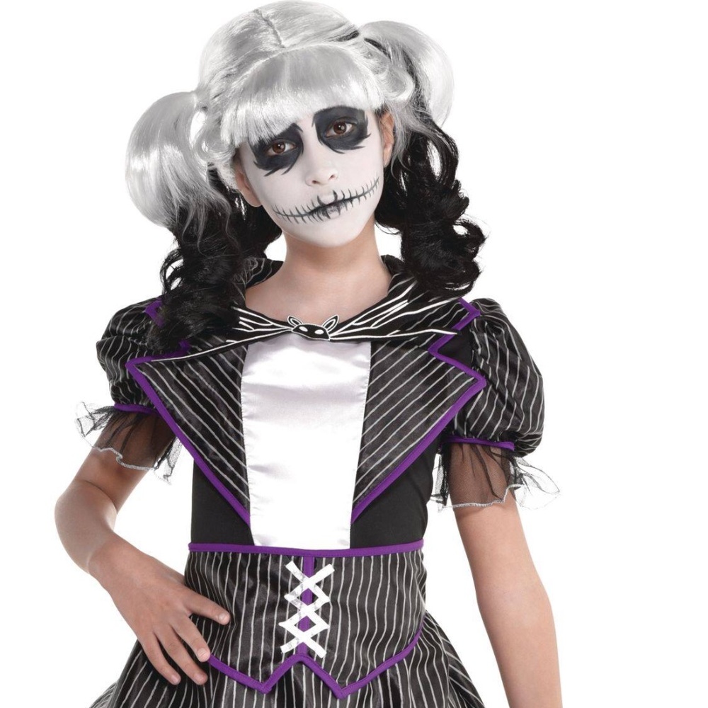BRAND NEW girl jack skellington halloween costume size M 8-10